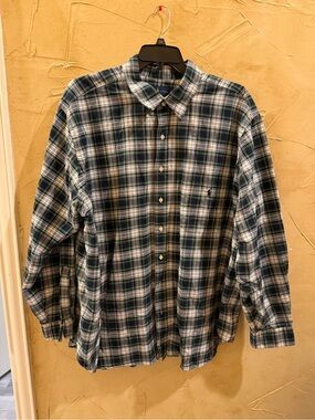 Ralph Lauren Green Navy and White Plaid Button-Down Shirt 3XB